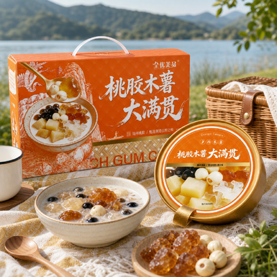 Giá tốt. Peach Gum Tapioca Big Bowl Món tráng miệng Ít đường Collagen tự nhiên Bữa ăn nhẹ lành mạnh ngay lập tức trực tuyến